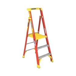 WERNER PD6203 Ladder, 3 ft Max Standing H, 300 lb, Type IA Duty Rating, 3-Rung, 3 in D Step, Fiberglass, Yellow 