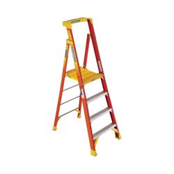 WERNER PD6204 Ladder, 4 ft Max Standing H, 300 lb, Type IA Duty Rating, 4-Rung, 3 in D Step, Fiberglass, Yellow 
