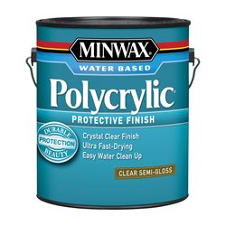 Minwax Polycrylic 14444000 Waterbased Polyurethane, Semi-Gloss, Liquid, Crystal Clear, 1 gal, Can, Pack of 2 