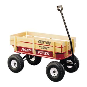 Radio Flyer 32Z Terrain Wagon, 200 lb, Steel/Wood, Red, Pneumatic Wheel