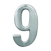 HY-KO Prestige Series BR-51SN/9 House Number, Character: 9, 5 in H Character, Nickel Character, Solid Brass 3 Pack 