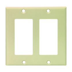 Eaton Cooper Wiring 2152 2152V-BOX Wallplate, 4-1/2 in L, 4.56 in W, 2 -Gang, Thermoset, Ivory, High-Gloss 
