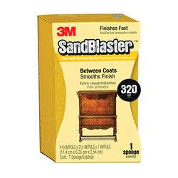 3M SandBlaster 9566 Sanding Sponge, 4-1/2 in L, 2-1/2 in W, 320 Grit, Aluminum Oxide Abrasive 