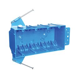 Carlon B455A-UPC Outlet Box, 4 -Gang, PVC, Blue, Bracket Mounting 