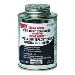 Oatey Great White 31230 Pipe Joint Compound, 4 oz Can, Liquid, Paste, White 