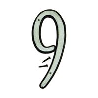 Hy-Ko 30600 Series 30609 House Number, Character: 9, 4 in H Character, Black/White Character, Plastic, Pack of 10 