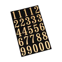 HY-KO MM-5N Packaged Number Set, 3 in H Character, Gold Character, Black Background, Vinyl 