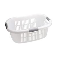 Rubbermaid Hip-Hugger FG299787WHT Laundry Basket, 1.5 bu Capacity, Plastic, White, 1-Compartment 6 Pack 
