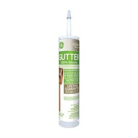 GE Advanced Specialty Silicone 2 2823398 Gutter Sealant, Clear, Thixotropic Solid, 10.1 fl-oz Cartridge