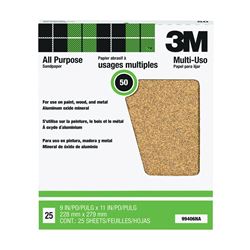 3M 99406 Sandpaper Sheet, 11 in L, 9 in W, Coarse, 50 Grit, Aluminum Oxide Abrasive, Paper Backing 