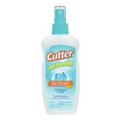 Cutter ALL FAMILY 51070-6 Insect Repellent, 6 fl-oz Bottle, Liquid, Pale Yellow/Water White, Alcohol, Deet 