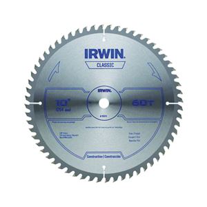 Irwin 15370 Circular Saw Blade, 10 in Dia, 5/8 in Arbor, 60-Teeth, Carbide Cutting Edge, Applicable Materials: Wood