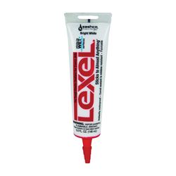 Lexel 13033 Elastic Sealant, White, 7 days Curing, 0 to 120 deg F, 5 oz Squeeze Tube 