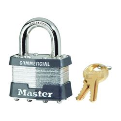 Master Lock 5KA A549 Padlock, Keyed Alike Key, Open Shackle, 3/8 in Dia Shackle, 1 in H Shackle, Steel Body, Laminated 