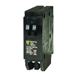 Square D Homeline HOMT1515CP Circuit Breaker, Mini, Tandem, 15 A, 1 -Pole, 120/240 V, Fixed Trip, Plug Mounting 