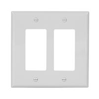 Eaton Wiring Devices PJ262W Wallplate, 4-1/2 in L, 4.56 in W, 2 -Gang, Polycarbonate, White, High-Gloss 