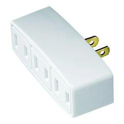 Eaton Wiring Devices 1747W-BOX Outlet Adapter, 2 -Pole, 15 A, 125 V, 3 -Outlet, NEMA: NEMA 1-15R, White 