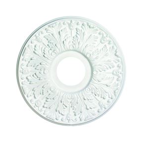 Westinghouse 7702800 Ceiling Medallion, 15-1/2 in Dia, Plastic, Traditional White, For: Ceiling Fans, Lighting Fixtures