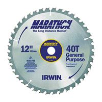 Irwin Marathon 14080 Table Saw Blade, 12 in Dia, 1 in Arbor, 40-Teeth, Carbide Cutting Edge 