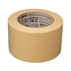 Scotch 2020-3A-BK Masking Tape, 60 yd L, 3 in W, Crepe Paper Backing, Beige, Pack of 12 