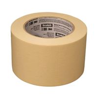 Scotch 2020-3A-BK Masking Tape, 60 yd L, 3 in W, Crepe Paper Backing, Beige 12 Pack 