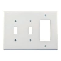 Eaton Wiring Devices PJ226W Combination Wallplate, 4-7/8 in L, 6-3/4 in W, 3 -Gang, Polycarbonate, White 