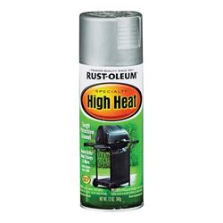 RUST-OLEUM 7716830 High Heat Spray Paint, Satin, Silver, 12 oz, Aerosol Can 