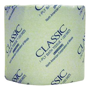 North American Paper Classic Series 880299 Bathroom Tissue, 4 x 3-3/4 in Sheet, 1-Ply, Paper