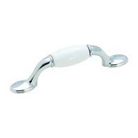 Amerock 263WCH Cabinet Pull, 4-7/8 in L Handle, 1-5/16 in Projection, Ceramic/Zinc, Polished Chrome 