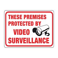 HY-KO 20619 Identification Sign, Rectangular, THESE PREMISES PROTECTED BY VIDEO SURVEILLANCE, Black/Red Legend, Plastic 10 Pack 