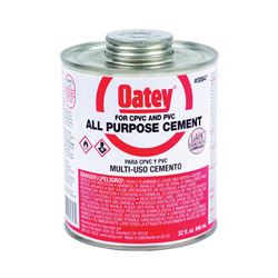 Oatey 30847 Solvent Cement, 32 oz Can, Liquid, Milky Clear 