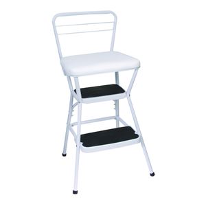 Cosco 11130WHT Counter Chair/Step Stool with Lift-up Seat, 33.858 in H, 225 lb, Steel, White