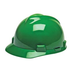 MSA SWX00422 Hard Hat, 4-Point Textile Suspension, HDPE Shell, Green, Class: E 