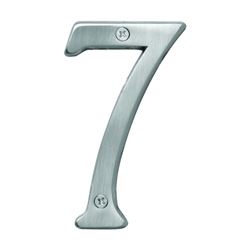 HY-KO Prestige Series BR-43SN/7 House Number, Character: 7, 4 in H Character, Nickel Character, Brass 3 Pack 