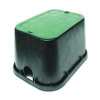 NDS 113BC Valve Box with Overlapping ICV Cover, 21 in L, 12 in H, 2-3/4 x 2-1/2 in Pipe Slots, Polyolefin 