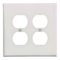 Eaton Wiring Devices PJ82W Duplex and Single Receptacle Wallplate, 4-7/8 in L, 4-15/16 in W, 2 -Gang, Polycarbonate 