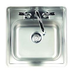 FRANKE FBFS602NKIT Bar/Utility Sink, 2-Hole, 15 in L x 6 in W x 15 in H Dimensions, Stainless Steel, Satin, 1-Bowl 