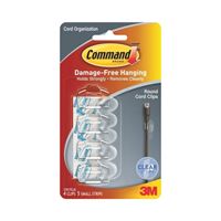 Command 17017CLR Cord Clip, Plastic, Transparent, Pack of 4 