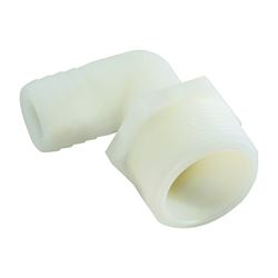 Anderson Metals 53720-0608 Hose Elbow, 3/8 in, Barb, 1/2 in, MPT, 150 psi Pressure, Nylon, Pack of 10 