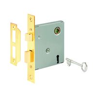 Defender Security E 2294 Keyed Mortise Lockset, Skeleton Key, Steel, Polished Brass 