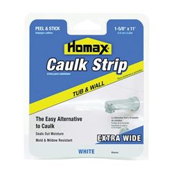 Homax 34040 Caulking Strip, White, 120 deg F, 1-5/8 in W X 11 ft L 