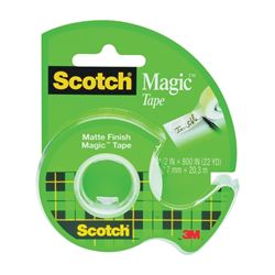 Scotch Magic 119 Office Tape, 800 in L, 1/2 in W, Plastic Backing 