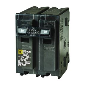 Square D Homeline HOM230C Circuit Breaker, Mini, 30 A, 2 -Pole, 120/240 V, Plug Mounting, Black