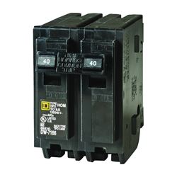 Square D Homeline HOM240C Circuit Breaker, Mini, 40 A, 2 -Pole, 120/240 V, Plug Mounting, Black 