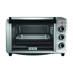 Black+Decker TO3210SSD Toaster Oven, 1500 W, Knob Control, 6 Slice/Hr, Metal, Silver 