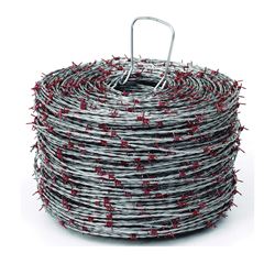 Red Brand 72600 Barbed Wire, 1320 ft L, 15-1/2 ga Gauge, High-Tensile Barb, 5 in Points Spacing, Galvanized Steel 
