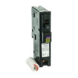 Square D HOM120DFC Circuit Breaker, Dual Function, Mini, 20 A, 1 -Pole, 120 V, Plug Mounting 