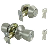 Prosource BS6B1-PS Deadbolt and Entry Lockset, 3 Grade, Tulip Handle, Keyed Alike Key, Stainless Steel, Stainless Steel 2 Pack 