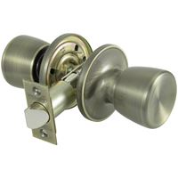 ProSource TS830V-PS Passage Door Lockset, Knob Handle, Metal, Antique Brass, 2-3/8 to 2-3/4 in Backset 