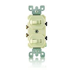Decora S01-05224-2IS Duplex Combination Double Switch, 15 A, 120/277 V, Lead Wire Terminal, Ivory 